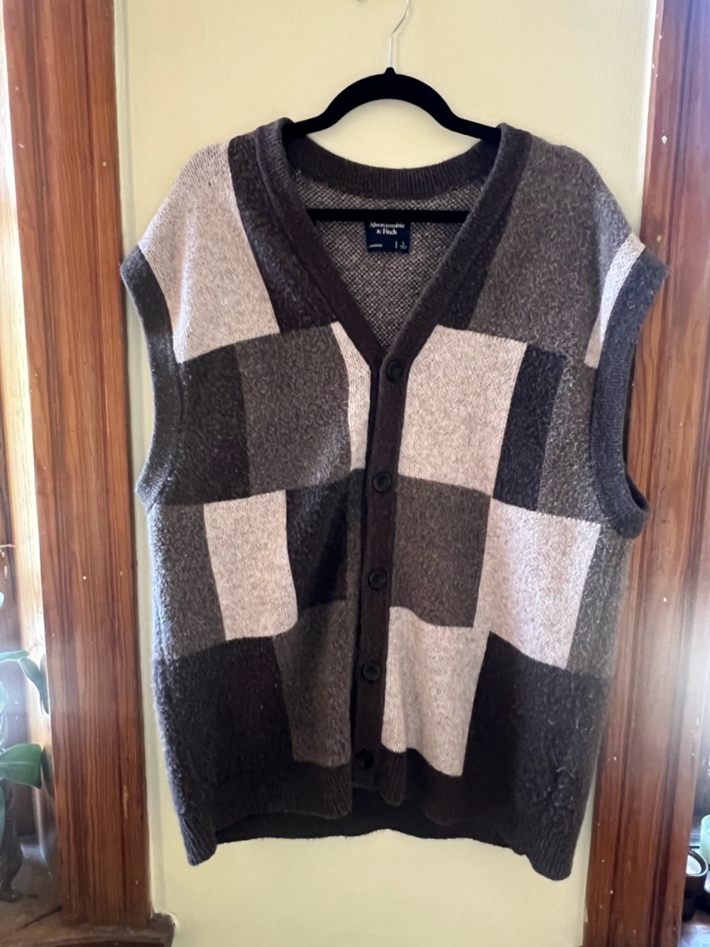 Abercrombie & Fitch Brown and Beige Knit Button Vest